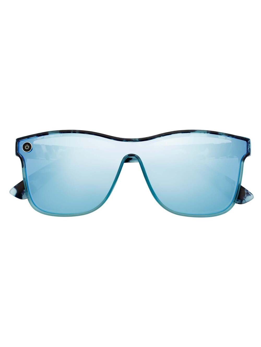 ZENITH - Mono Lens Shield Horn Rimmed Sunglasses Tortoise Blue Mirror